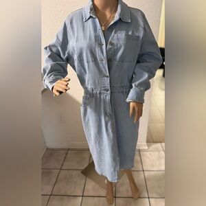 Light Blue Denim Button-Up Dress